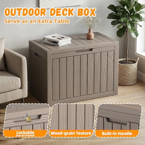 rojik waterproof deck box durable outdoor storage box showing dimensions