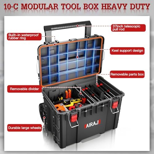 airaj rolling tool box with wheels heavy duty, package contents