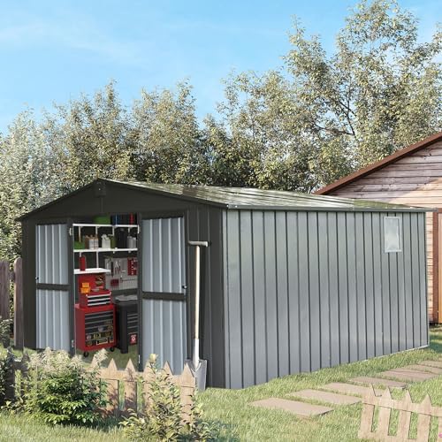 domi outdoor storage shed 11'x12.5', metal sheds storage shown in use