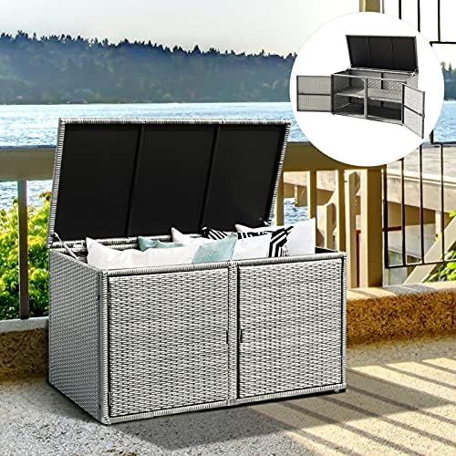 dortala 88 gallon deck box organizer, wicker large, close-up detail