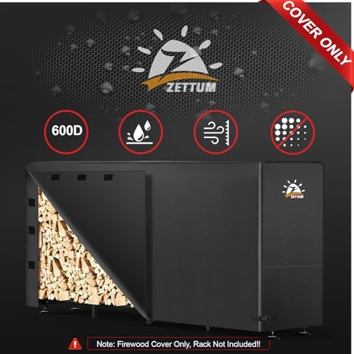 zettum firewood rack cover 8 feet - 600d shown in use