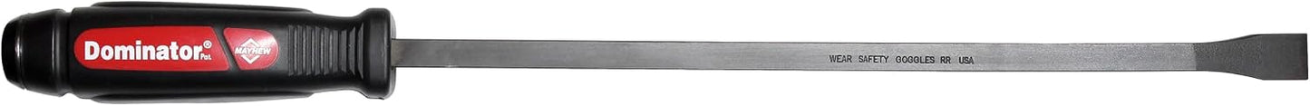 Mayhew 60143 12-S Dominator Pry Bar, Straight, 17-Inch OAL | Fully Heat-Treated Steel, Strikeable Cap & Shock-Absorbing Ergonomic Handle