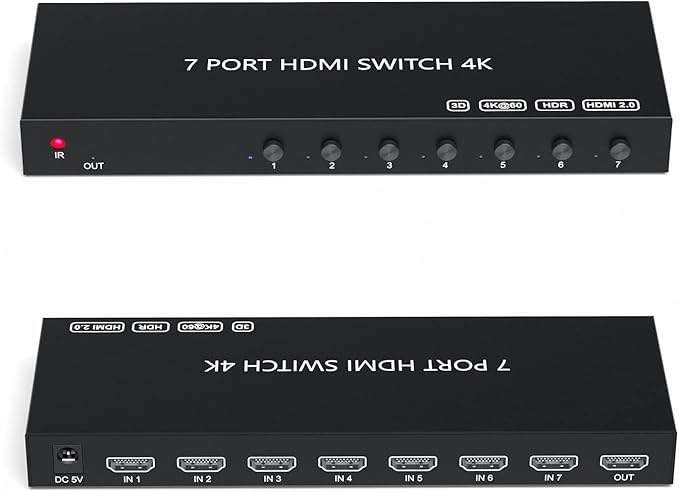 RuiPuo 7Port HDMI Switcher 4K@60Hz 5In 1Out HDMI Selector - Image 2