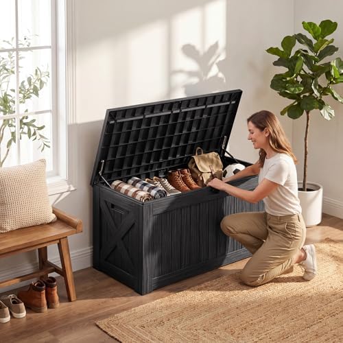 flamaker internal 120 gallon deck box waterproof, large, front angle view