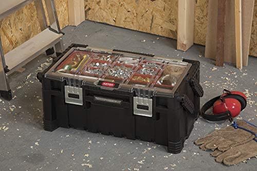 keter 22 inch cantilever plastic portable tool box shown in use