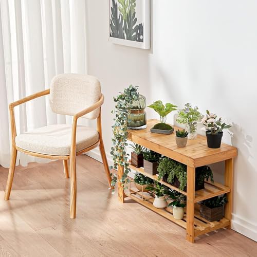 pipishell 3 tier bamboo shoe rack bench for showing dimensions