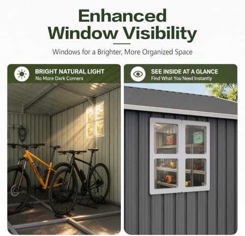 yopto 10x14 ft outdoor storage shed w/floor,metal shed showing dimensions