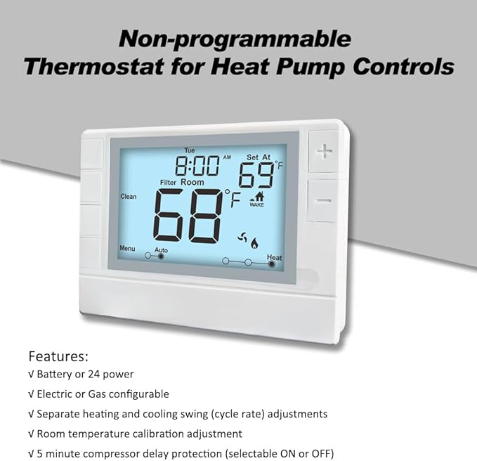 Thermostat for Home, Premium Heat Pump Room Temperature Controller, - Image 2