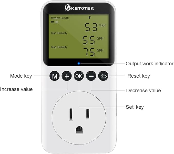 KETOTEK Digital Humidity Controller Outlet Plug - Image 3