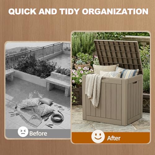 efu outdoor storage box 42 gallon deck box, side view