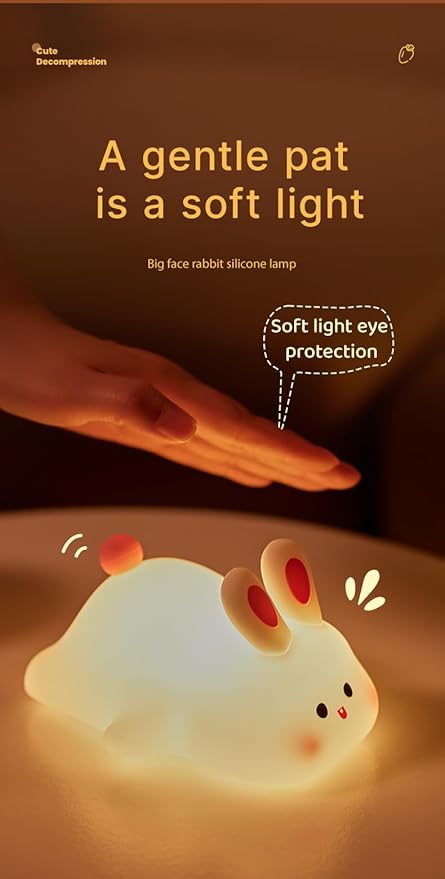 ATSUI Rabbit Night Light, LED Squishy Novelty Animal Night Lamp, Food Grade - Image 4