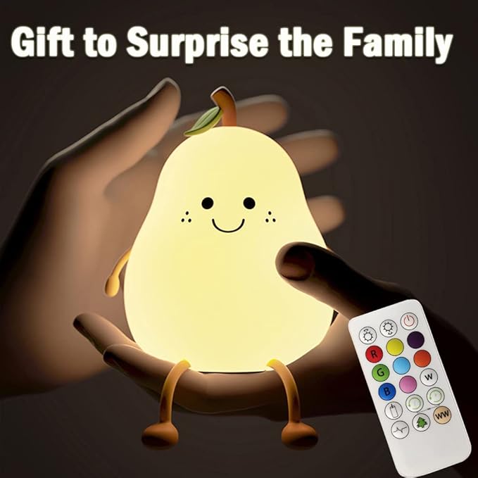Cute Pear Night Light for Kids, Silicone Fruit Pear Cute Lamp - Image 7