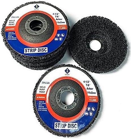 SIGNI 5 Pack 4-1/2" x 7/8" Poly Strip Discs Stripping Wheel for Angle Grinder -Remove Paint, Rust and Clean Welds Oxidation (5 Pack-Black)