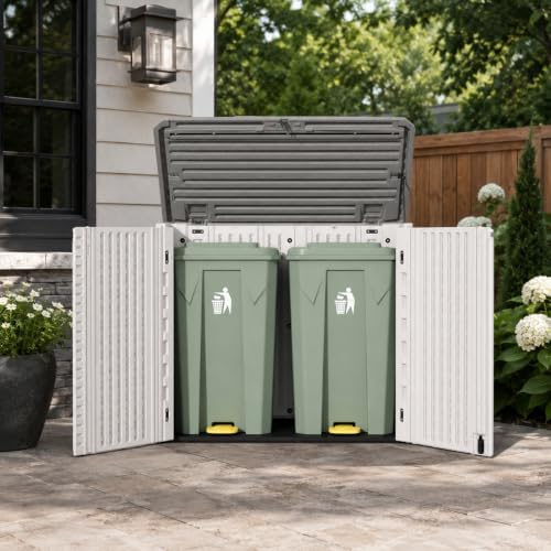 addok outdoor storage cabinet, 35 cu.ft horizontal resin on a desk or shelf