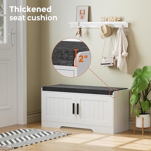 homleke shoe storage bench, 2 doors & thickened, side view