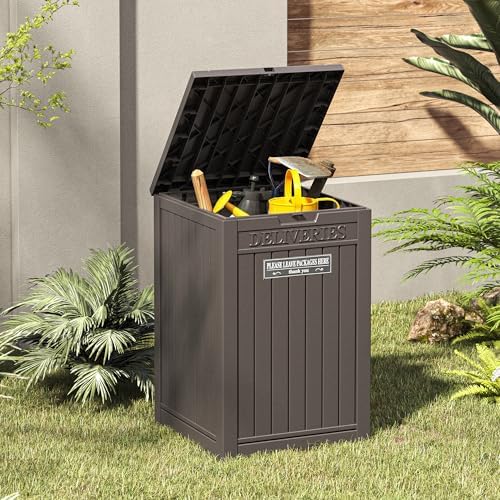 lhbgo package delivery box for outside, 48 gallon, front angle view