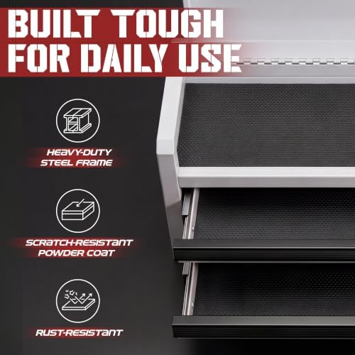 mini toolbox with 2 drawers and top storage, side view