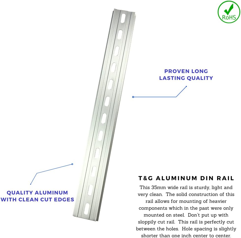 T&G 5 Pieces DIN Rail Slotted Aluminum RoHS 35mm Wide 7.5mm High (12")