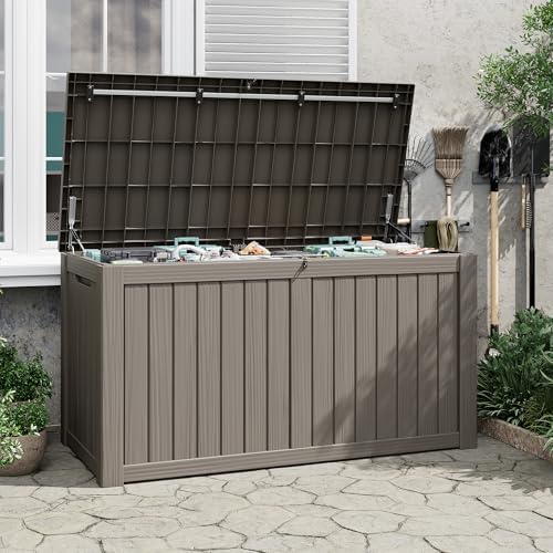 outdoor storage waterproof deck box for patio (180, front angle view