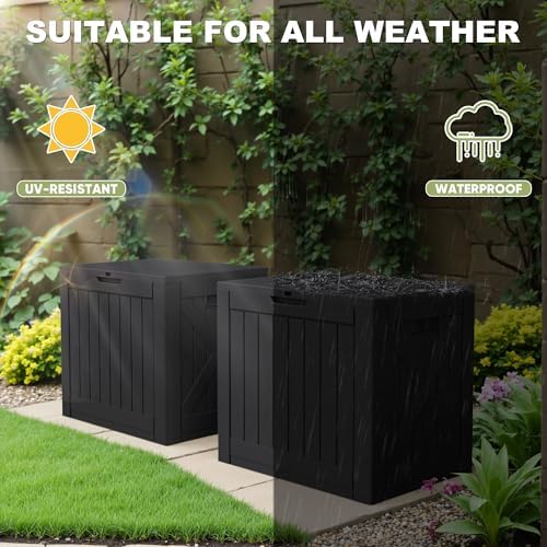 greesum 40 gallon resin deck box, outdoor storage, close-up detail