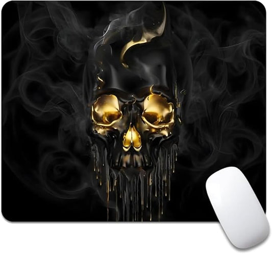 Gold Black Skull Square Mouse pad, Waterproof, Anti Slip Rubber Base, Computer by Goodsprout