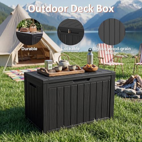 55 gal outdoor storage box waterproof lockable deck, side view