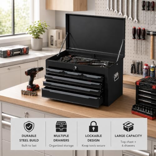 arnot large metal tool box, tool box with shown in use