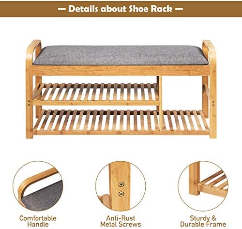 tangkula bamboo entryway shoe bench, 3 tier sturdy on a desk or shelf