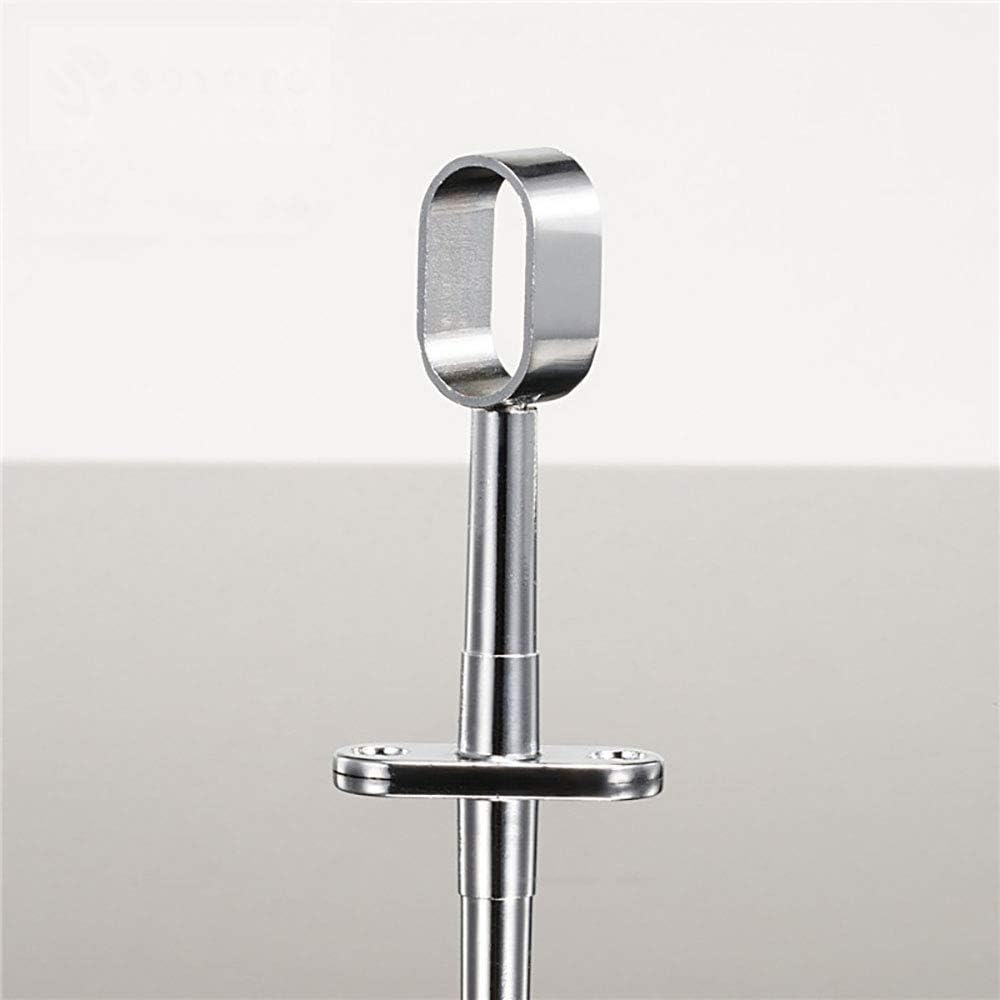 OvalRetractable Wardrobe Bracket, 16 mm Diameter, Ceiling Mounted Track Bar Support Socket 2 Pieces (All-Pass Silver)