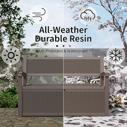patiozen 80 gallon outdoor storage bench deck box, side view