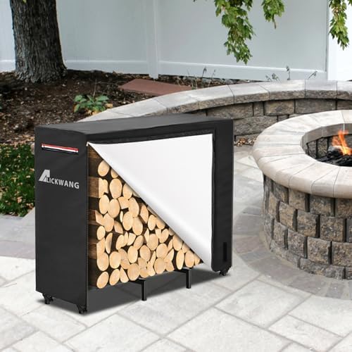 outdoor waterproof 4ft firewood rack cover with zipper on a desk or shelf