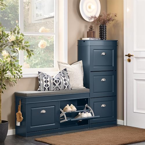 haotian shoe storage bench entryway, shoe cabinet bench shown in use