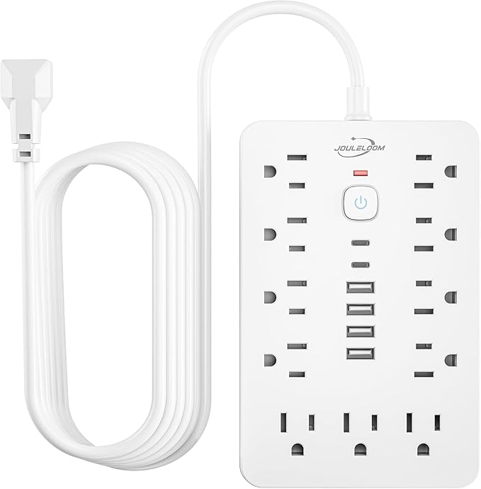 JouleLoom 20 FT Flat Plug Surge Protector Power Strip, 11 Multiple AC Outlets by JouleLoom