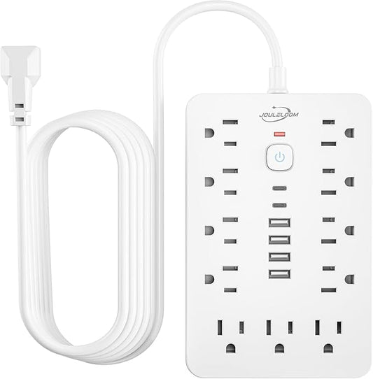 JouleLoom 20 FT Flat Plug Surge Protector Power Strip, 11 Multiple AC Outlets by JouleLoom