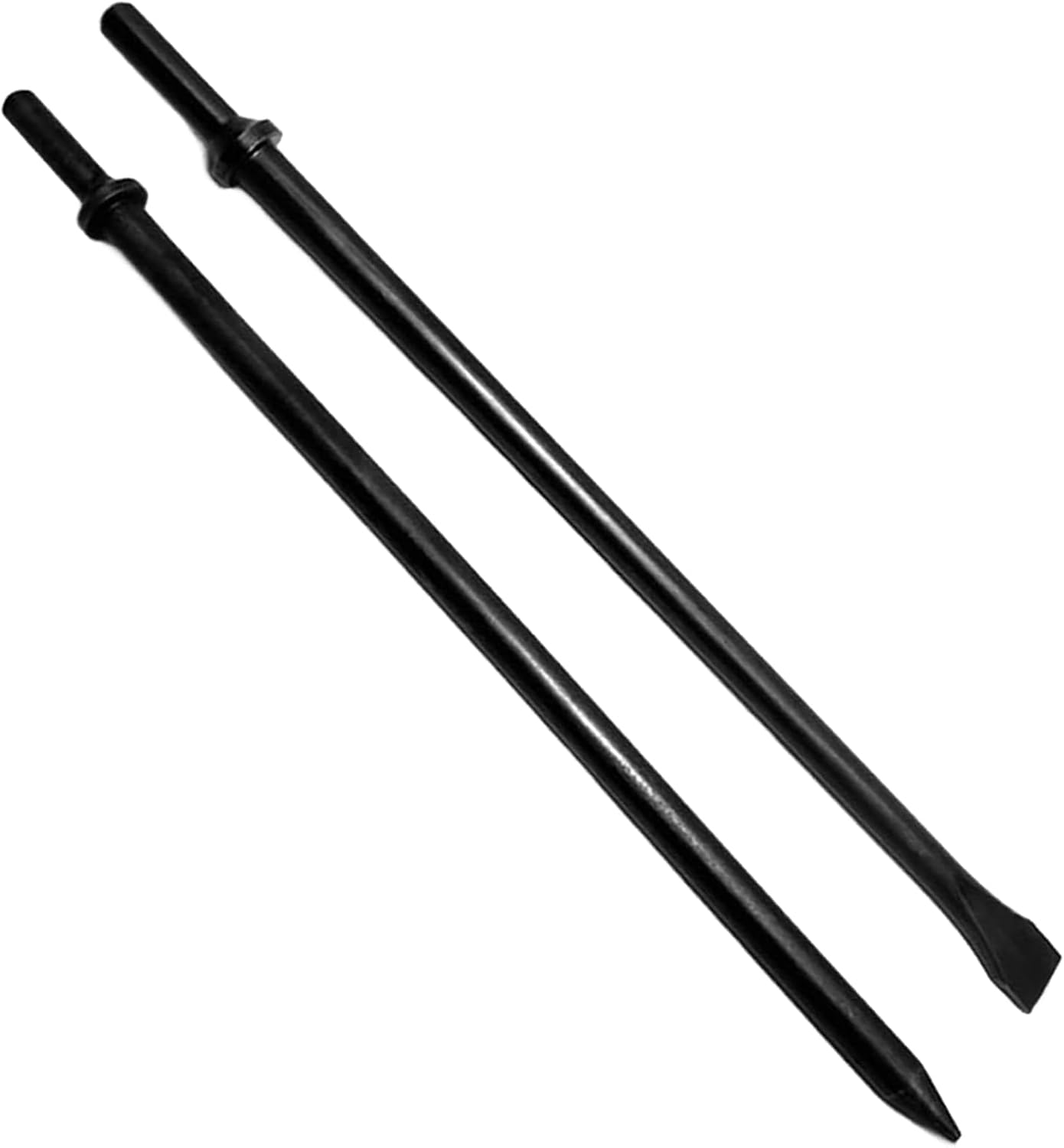 Pneumatic Cold Chisel Set, 3/4" Width 18" Long Air Pneumatic Hammer, Flat and Point Chisels with Round Collar for Concrete and Tile, Air Hammer Punch Chipping Bits Tool, Cr-Mo Alloy Steel