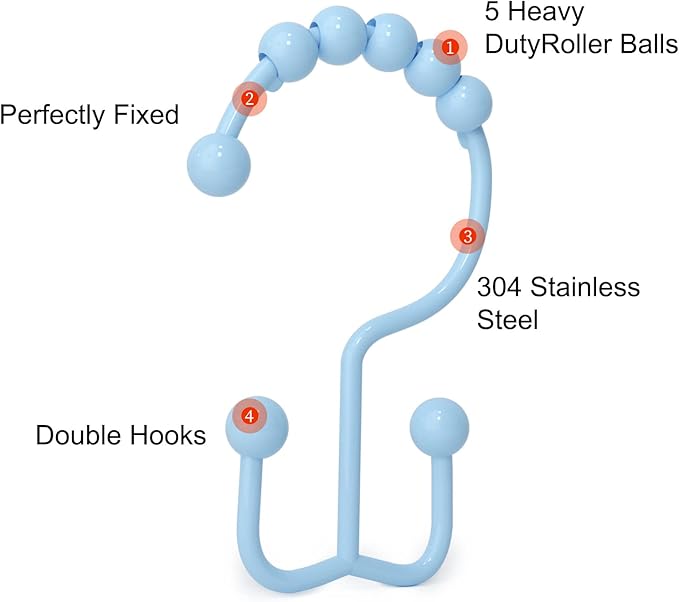 Shower Curtain Hooks, Goowin Shower Curtain Rings, Stainless Steel Shower - Image 4