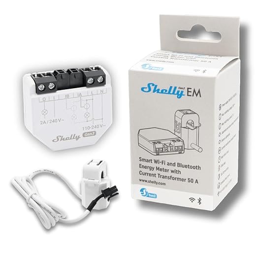 Shelly EM Gen3 + 50A Clamp, Wi-Fi-Operated Smart Energy Meter and Contactor by Shelly