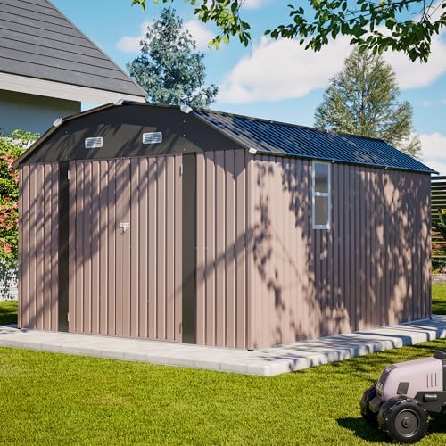 yopto 10x12 ft outdoor storage shed,heavy duty metal, side view