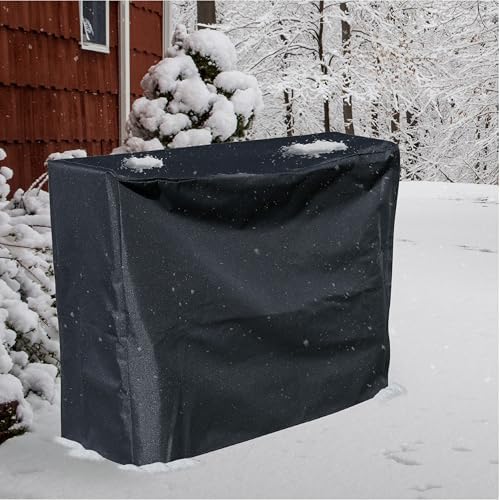 sunnydaze 2-foot firewood log rack cover, black on a desk or shelf