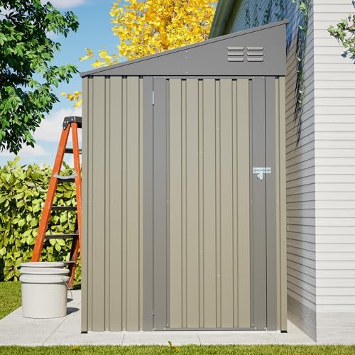 yopto 4x7 ft outdoor storage shed lean to showing dimensions