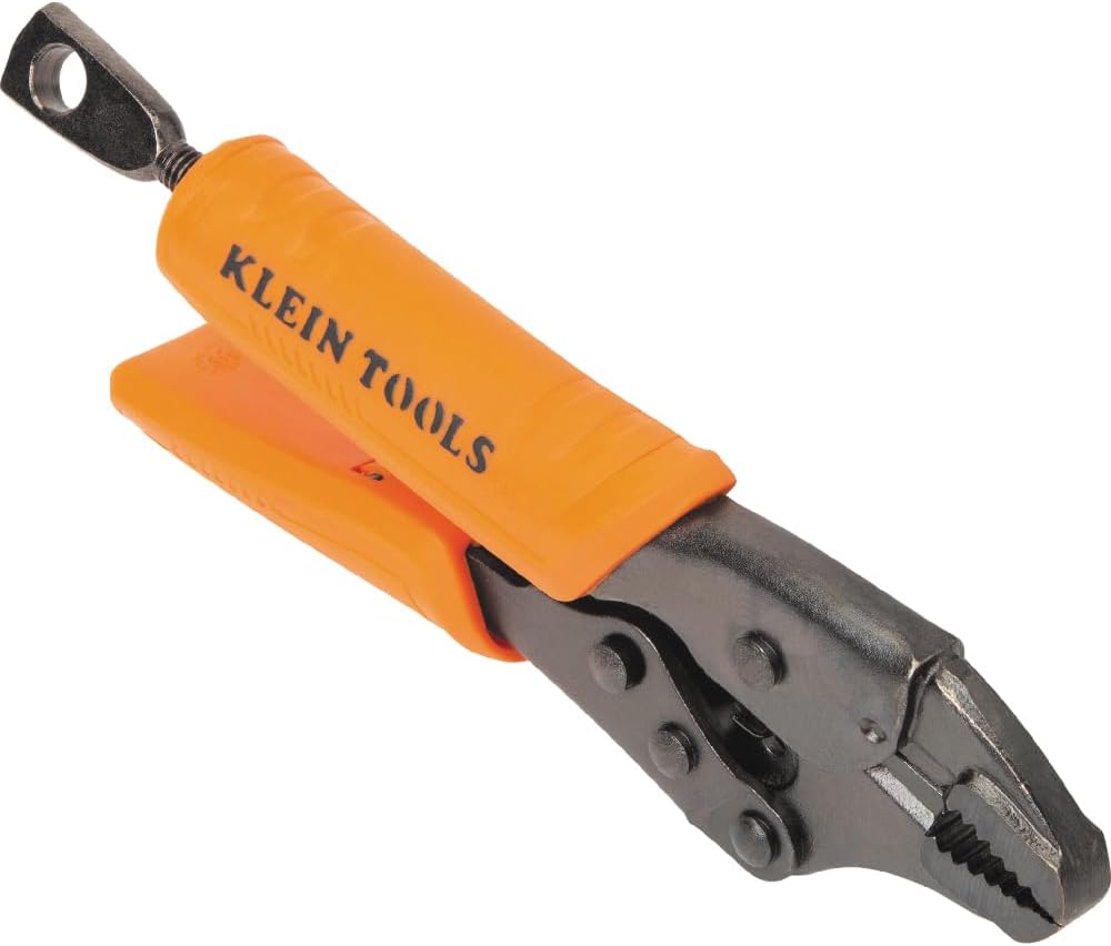 Klein Tools 38600 Curved Jaw Locking Pliers with Quick Release Handles, Intuitive Thumb Knob, High Torque, Mole Grips for Clamping and Gripping, 5-Inch