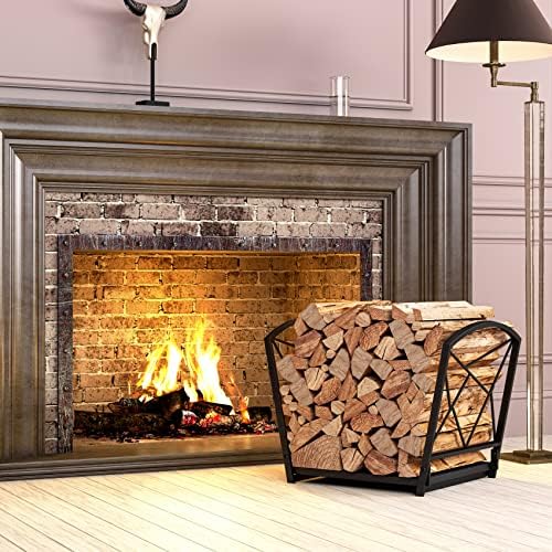 fire beauty folding iron firewood log rack for, side view