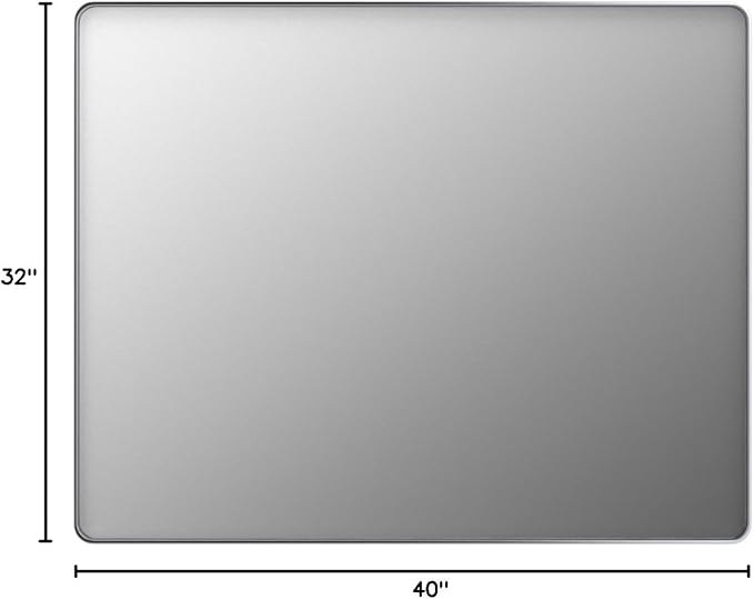 LOAAO 40X32 Inch Brushed Nickel Bathroom Mirror, Rounded Rectangle Silver Metal - Image 9