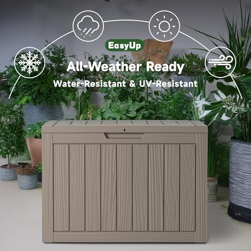 easyup 45 gallon waterproof outdoor storage box uv, side view