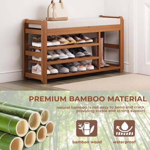 39.4" entryway shoe rack bench with cushion, 3-tier, package contents