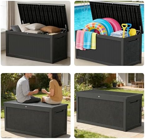 350 gallon extra large outdoor storage box，resin waterproof on a desk or shelf