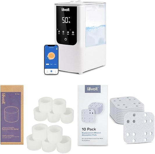 LEVOIT OasisMist Smart Cool and Warm Mist Humidifiers & 10-Pack Top Fill by Levoit