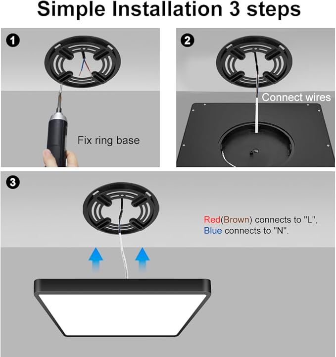 12inch 24W LED Flush Mount Ceiling Light, 5000K Square LED Ceiling Light - Image 6