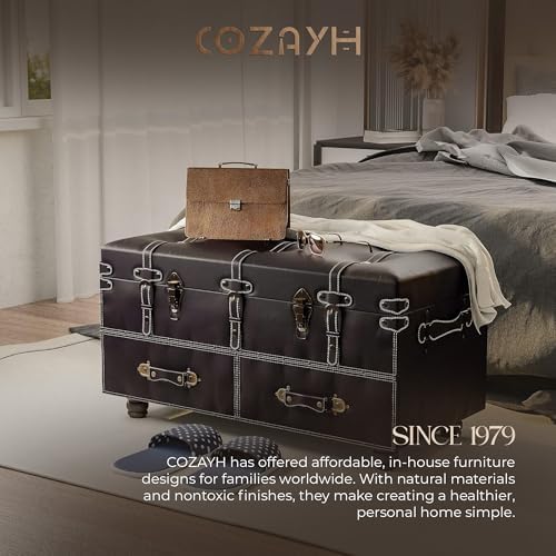 cozayh vintage storage bench upholstered mid-century storage ottoman, package contents