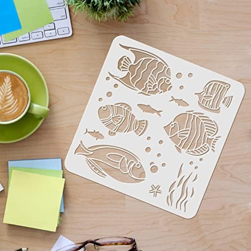 FINGERINSPIRE Tropical Fish Stencil 11.8x11.8in Ocean Sea Animal Stencils | Fish Stencils for Painting Reusable Sea Animal Stencils Sea Creatures Ocean Theme Stencil for Painting on Wood Fabric Wall